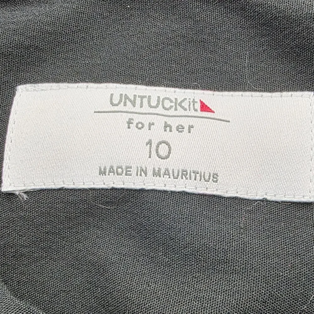 Untuckit For Her Womens Button Down Black Shirt Size 10